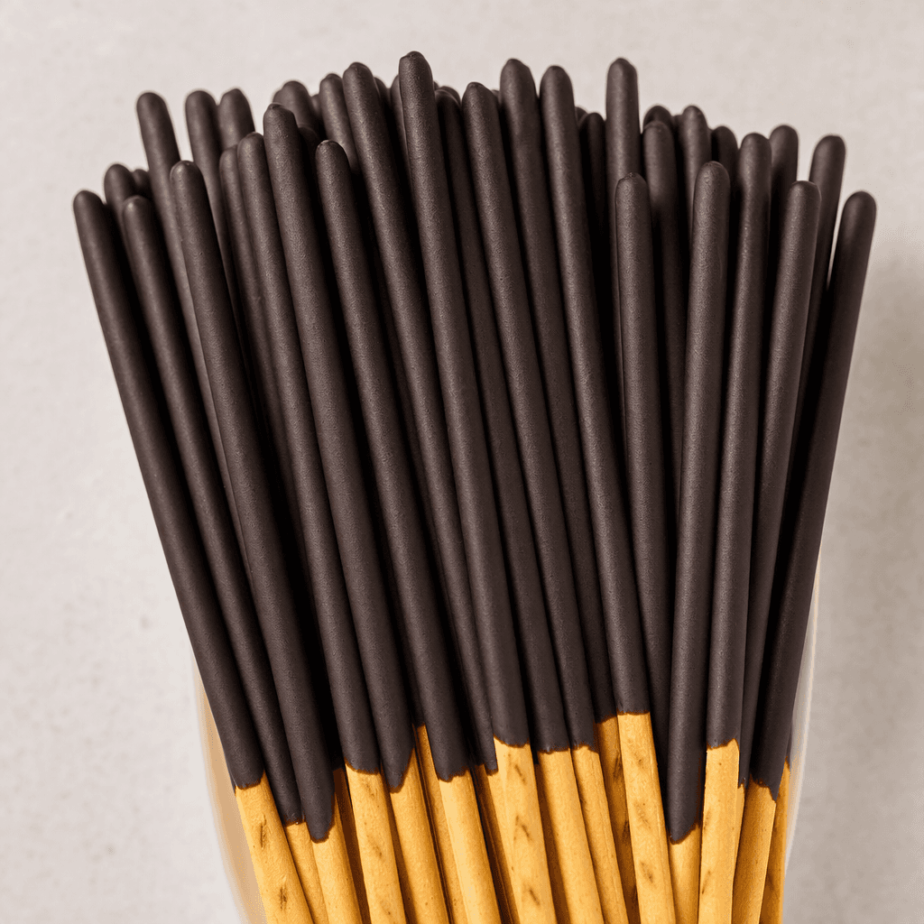 Slim, straight golden-brown biscuit sticks are coated in a smooth layer of dark chocolate, with their ends left bare.