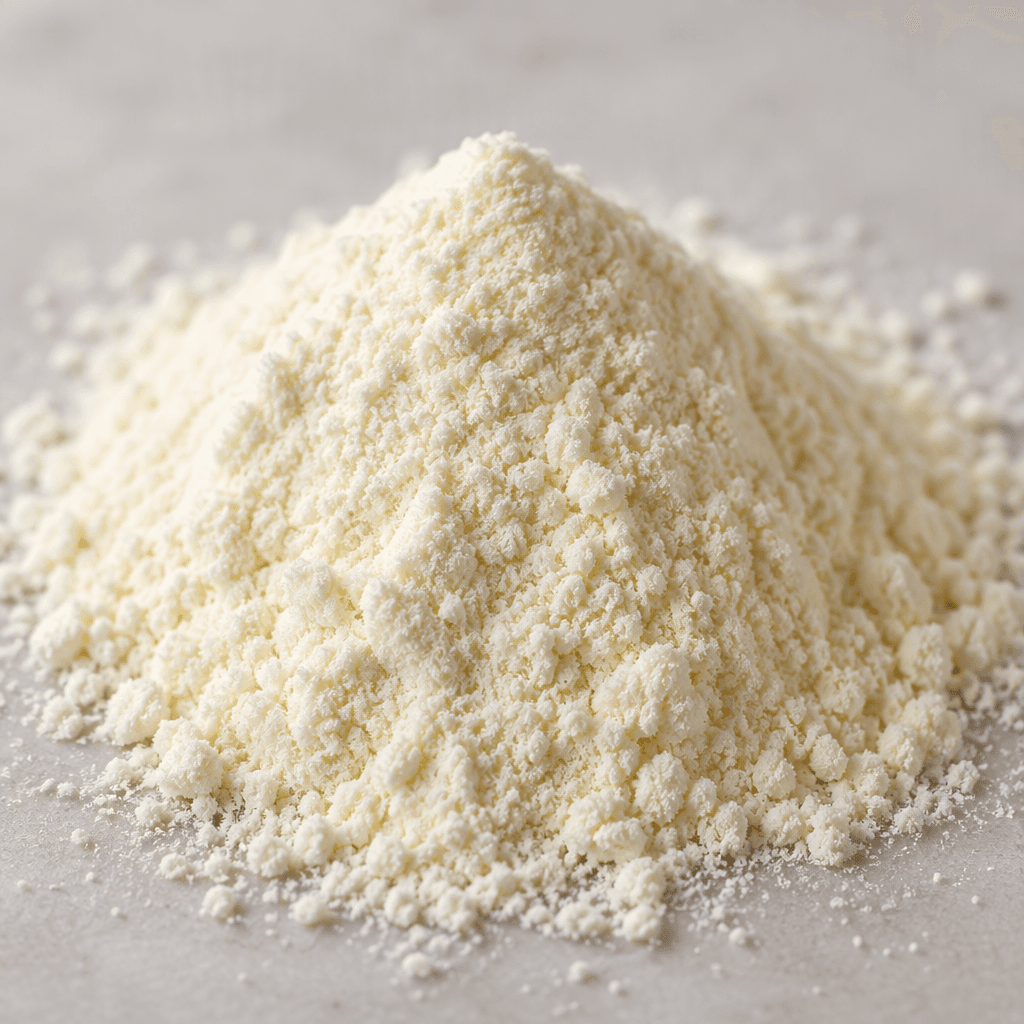 A small mound of fine, pale cream-colored powder with a smooth, dry texture.