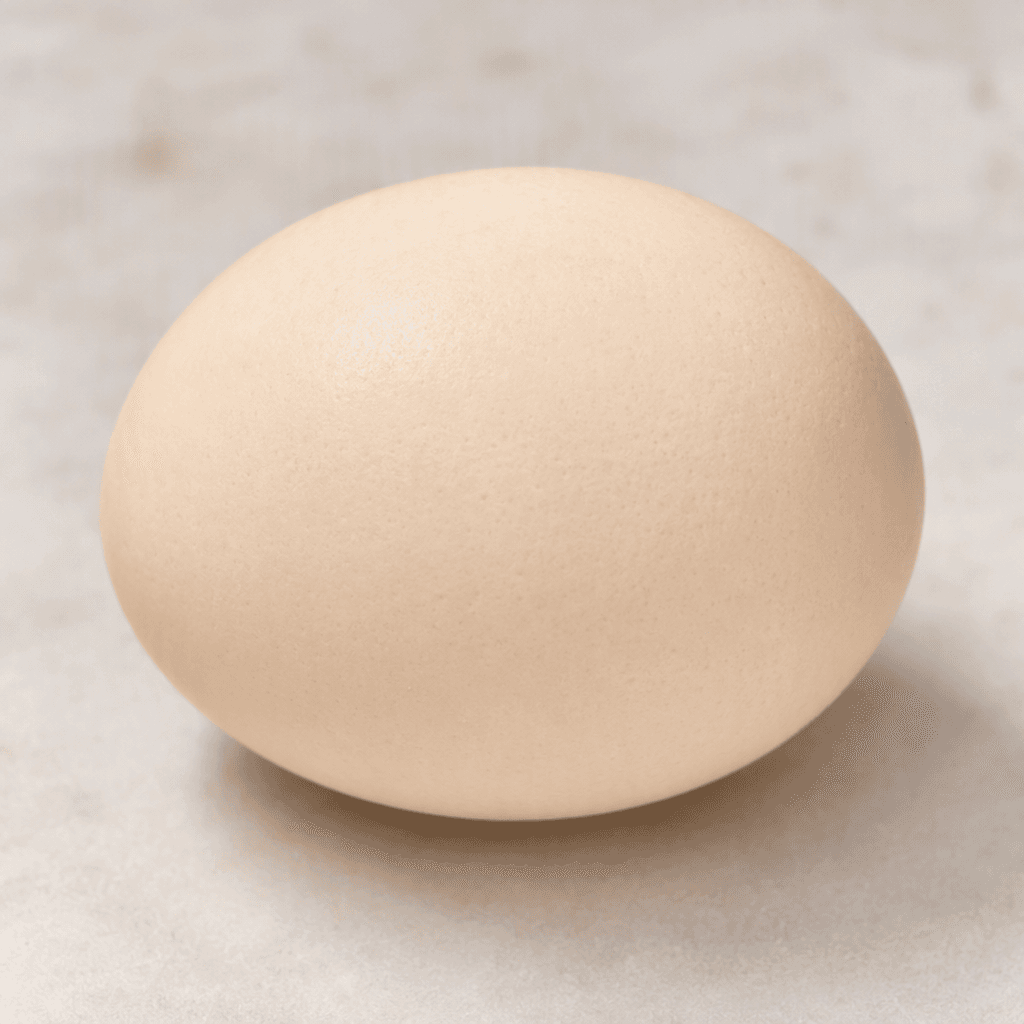 A single small, oval egg with a smooth, pale cream-coloured shell.
