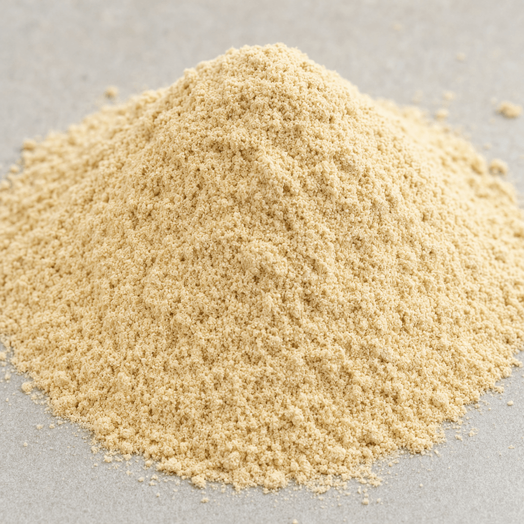 A mound of fine, pale beige powder with a slightly grainy texture, shown loose and dry.