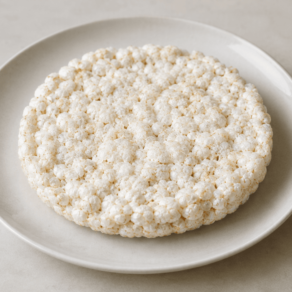 A round, flat white grain cake with a dry, finely textured surface and slightly puffed edges, served whole or broken into pale, crisp pieces on a simple plate.
