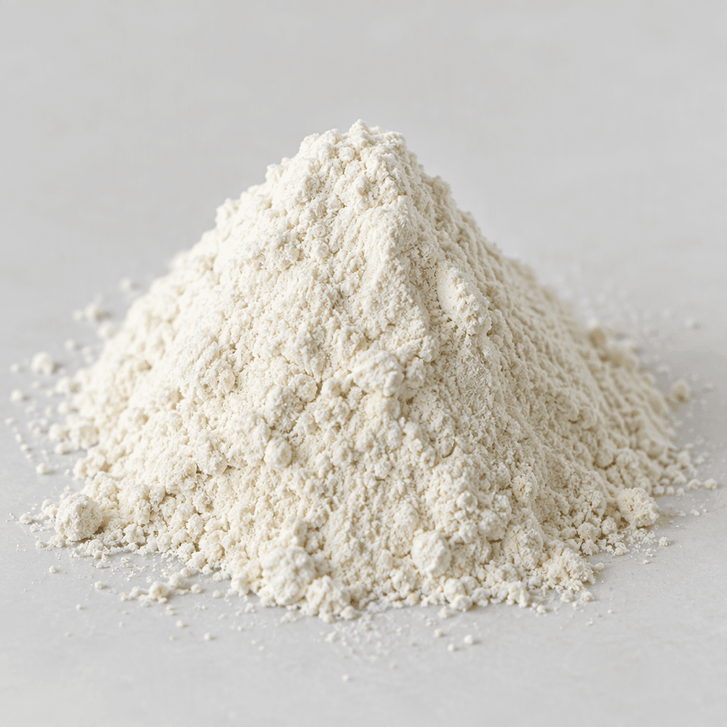 A fine, pale powder with a light, loose texture, shown in a small mound.