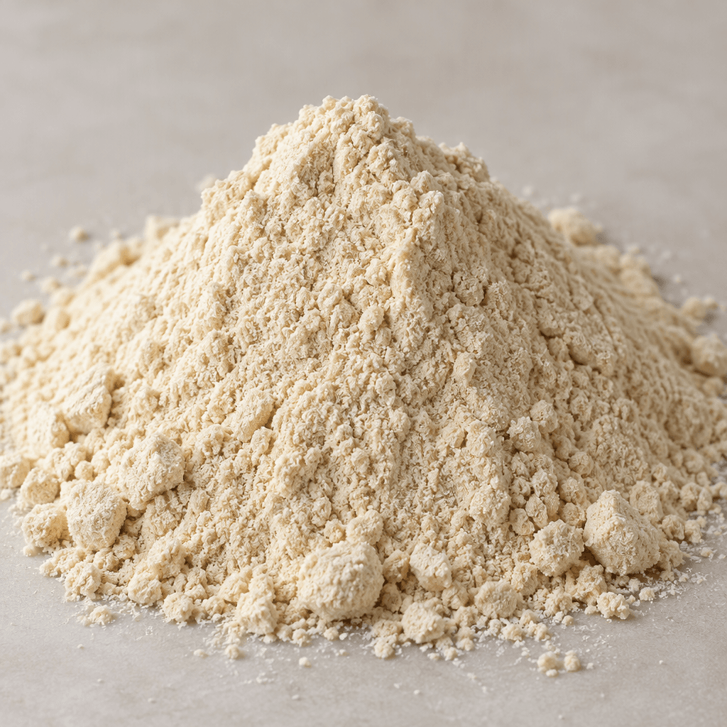A mound of fine, pale beige powder with a dry, slightly granular texture.