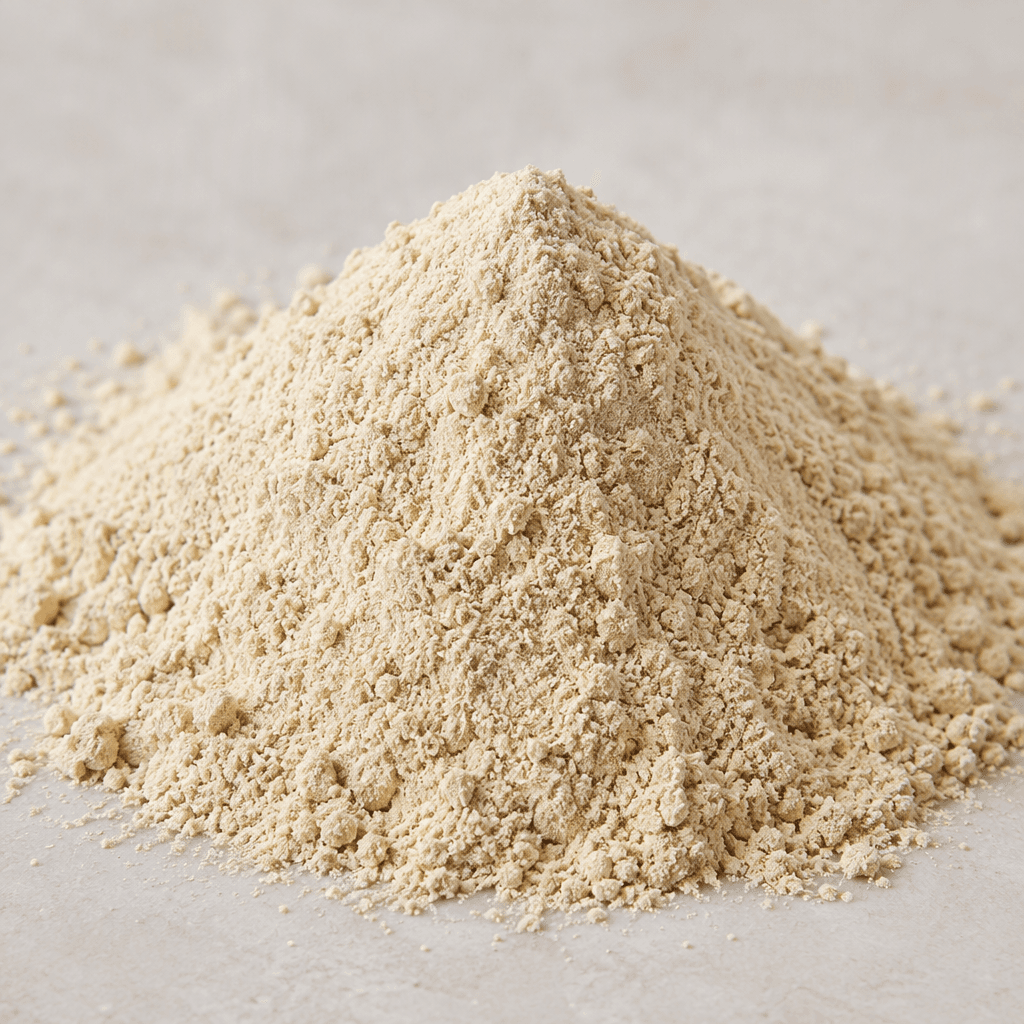 A loose mound of fine, pale beige powder with a dry, even texture.